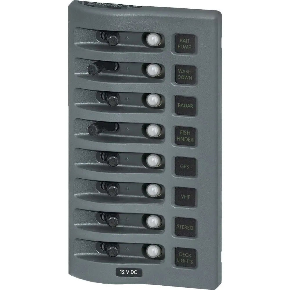 Blue Sea 4378 WeatherDeck Water Resistant Circuit Breaker Panel - 8 Position - Grey [4378] - Electrical Panels
