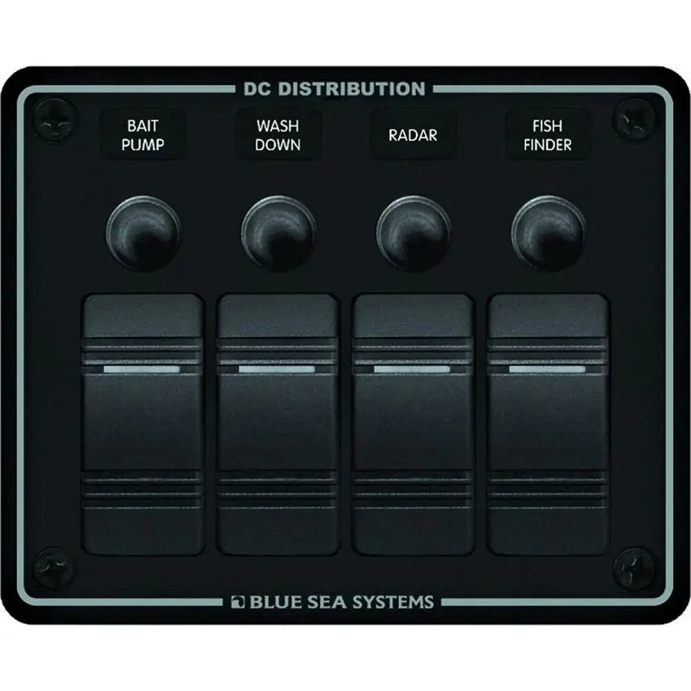 Blue Sea 8372 Water Resistant 4 Position - Black - Horizontal Mount Panel [8372] - Electrical Panels