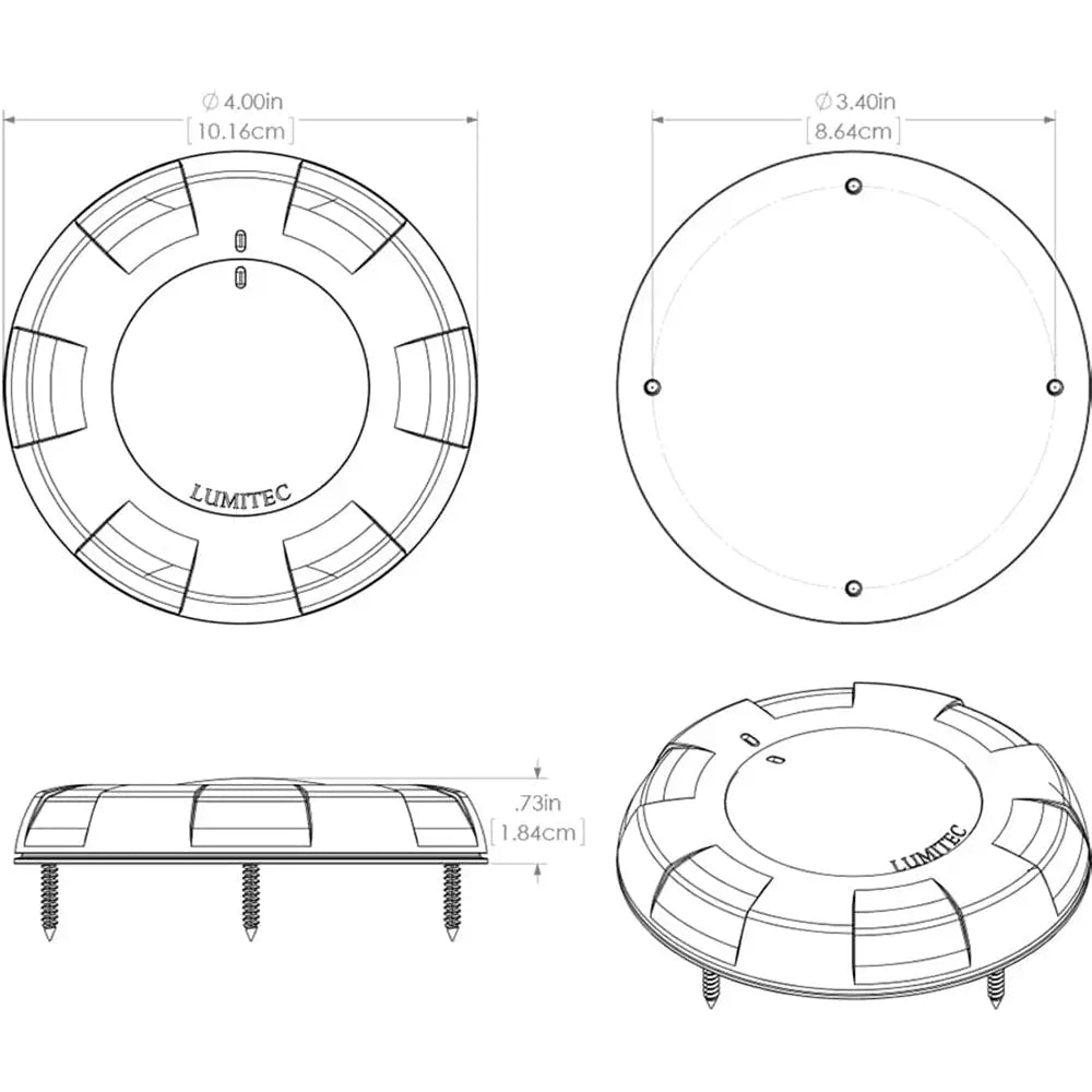 Lumitec Aurora LED Dome Light - White Finish - White/Red Dimming [101076] - Dome/Down Lights